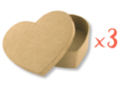 Heart-shaped boxes 13 x 10 cm - H: 3.5 cm - Set of 3 - Cardboard Boxes and Baskets 11997 - 10doigts.fr