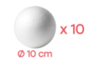 Bolas de poliestireno Ø 10 cm - 10 unidads - Bolas de poliestireno 10363 - 10doigts.fr