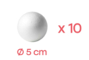Bolas de poliestireno Ø 5 cm - 10 unidads - Bolas de poliestireno 10361 - 10doigts.fr