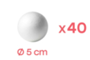 Bolas de poliestireno Ø 5 cm - 40 unidads - Bolas de poliestireno 12681 - 10doigts.fr