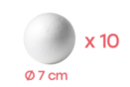 Bolas de poliestireno Ø 7 cm - 10 unidads - Bolas de poliestireno - 10doigts.fr