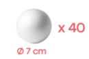 Bolas de poliestireno Ø 7 cm - 40 unidads - Bolas de poliestireno 12682 - 10doigts.fr