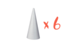 Styrofoam Cones 20 x 9 cm - 6 Pieces - Decorative Shapes - Styrofoam - 10doigts.fr