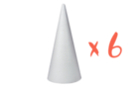 Cono de poliestireno 25 cm x Ø 10 cm - 6 unidads - Figuras de poliestireno para decorar - 10doigts.fr