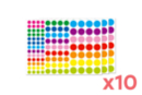 Gomets redondos vivos - 10 sets (3480 gomets) - Gomets mix 17020 - 10doigts.fr