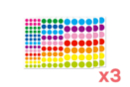 Gomets redondos vivos - 3 sets (1044 gomets) - Gomets mix 17019 - 10doigts.fr