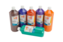 Gouache 1 Litre, Secondary Colors - 6 Bottles - Gouache paint 10doigts: professional quality for children 31116 - 10doigts.fr