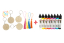 Kit llavero Mandalas de madera - 24 llaveros + 8 rotuladores de pintura 3D - Llaveros 56129 - 10doigts.fr