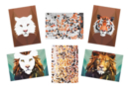 Kit 2 tableaux gommettes au numéro : Tigre et Lion - Kits creativos gomets 59718 - 10doigts.fr