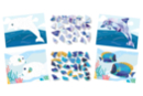 Kit cuadros stickers en número A5 animales marinos - 2 pcs - Kits de naturaleza y fauna: construye tu mini selva en casa. 59722 - 10doigts.fr