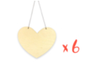 Placas de corazón de madera para colgar + cordones - 6 unidads - Placa de puerta - 10doigts.fr
