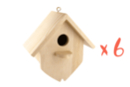 Casa de madera colgante 15 cm - 6 unidades - Nidos, comederos de madera 32224 - 10doigts.fr