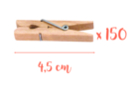 Pinzas a linge 4,5 cm - 150 unidads (3 lotes de 50 pcs) - Pinzas de madera 05863 - 10doigts.fr