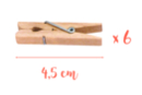 Pinces à linge 4,5 cm - 6 pièces - Wooden Clothespins - 10doigts.fr