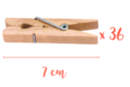 Pinzas de 7 cm - 36 unidads - Pinzas de madera 06210 - 10doigts.fr