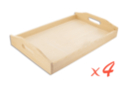 Bandeja de madera 30 x 40 cm - 4 unidads - Bandejas de madera 07868 - 10doigts.fr