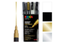 Rotuladores Posca Punta fina - 4 colores - negro, blanco, dorado, plateado - Marcadores POSCA: la referencia mundial de la pintura nómada - 10doigts.fr