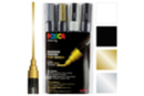 Pack of 4 Posca Markers - Medium Tips - Black, White, Gold, Silver - POSCA Markers - 10doigts.fr