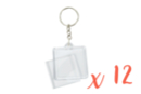 Llavero cuadrado (4 x 4 cm) - 12 unidads - Plástico Transparente 18133 - 10doigts.fr