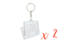 Llavero cuadrado (4 x 4 cm) - 2 unidads - Plástico Transparente 18132 - 10doigts.fr