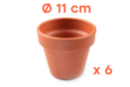Terracotta pots Ø 11 cm - Height 10 cm - 6 pots - Decorative Ceramic Supports 04044 - 10doigts.fr