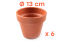 Pots en terre cuite Ø 13 cm - Hauteur 12 cm - 6 pots - Decorative Ceramic Supports 04045 - 10doigts.fr