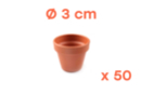 Terracotta Pots Ø 3 cm - Height 3 cm - 50 pots - Decorative Ceramic Supports 06989 - 10doigts.fr