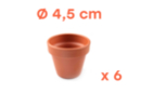Terracotta pots Ø 4.5 cm - Height 4 cm - 6 pots - Decorative Ceramic Supports 04040 - 10doigts.fr