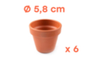 Pots en terre cuite Ø 5,8 cm - Hauteur 5 cm - 6 pots - Decorative Ceramic Supports 04041 - 10doigts.fr