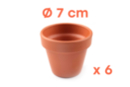 Terracotta pots Ø 7 cm - Height 6 cm - 6 pots - Decorative Ceramic Supports 04042 - 10doigts.fr