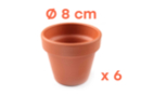 Terracotta Pots Ø 8 cm - Height 8 cm - Set of 6 Pots - Decorative Ceramic Supports 04043 - 10doigts.fr