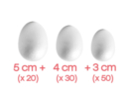 Promo : Huevos pequeños y medianos -100 huevos : Tamaños 3 cm (x50), 4 cm (x30), 5 cm (x20) - Huevos de Pascua creativo 40610 - 10doigts.fr