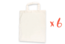 Cotton Shopping Bag 42 x 37 cm - 6 pieces - Cotton, Linen - Textiles 06028 - 10doigts.fr