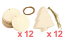 Pine Trees (x 12) + Balls (x 12) for Decorating - 24 Pieces - Christmas Wooden Objects 56504 - 10doigts.fr