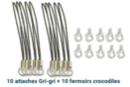 Ganchos gri-gri negros + cierres para mosquetones - Lote de 10 - Llaveros 16274 - 10doigts.fr