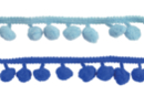 Pom Pom Ribbons - Shades of Blue - 2 Ribbons - Ribbons and Bias 36234 - 10doigts.fr
