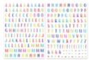 Gomets letras acuarela - 1 set (2 hojas) - Gomets alfabéticos y de mensajes - 10doigts.fr