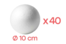 Bolas de poliestireno Ø 10 cm -  40 unidads - Bolas de poliestireno 12822 - 10doigts.fr