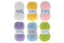 Ovillos Azurite 100 % acrílico - 6 colores pastel (blanco, amarillo, rosa, violeta, azul claro, verde claro) - Hilo para tejer 60004 - 10doigts.fr