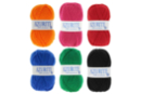 Ovillos Azurite 100 % acrílico - 6 colores vivos (naranja, fucsia, rojo, azul rey, verde, negro) - Hilo para tejer 60005 - 10doigts.fr