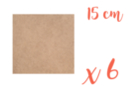 Square support in medium MDF 15 x 15 cm - 6 pieces - Mosaic Supports 05531 - 10doigts.fr
