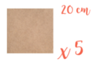 Square support in medium MDF 20 x 20 cm - 5 pieces - Mosaic Supports 05539 - 10doigts.fr