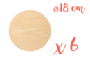 Flat round wooden support Ø 18 cm, Thickness 5 mm - 6 pieces - Wooden Shapes - 10doigts.fr