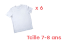 Camiseta de algodón blanca 7/8 años - 6 pcs - Algodón, lino - Textiles 07412 - 10doigts.fr