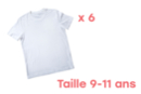 Camiseta de algodón blanca 9/11 años - 6 pcs - Algodón, lino - Textiles 07426 - 10doigts.fr