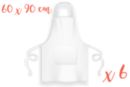White aprons, adult size (90 x 60 cm) - 6 pieces - Cotton, Linen - Textiles 08299 - 10doigts.fr