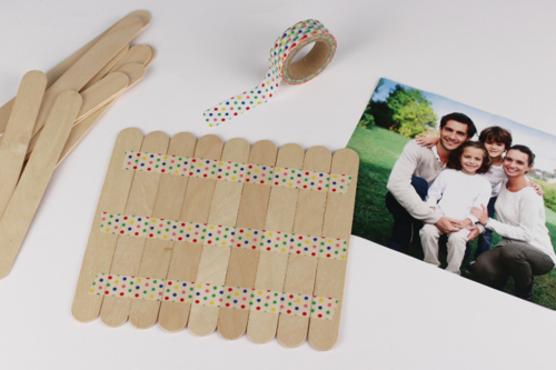 Rompecabezas de fotos con palitos de madera