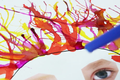 Funny Portraits with the Blown Ink Technique