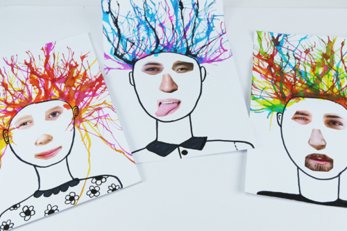 Funny Portraits with the Blown Ink Technique