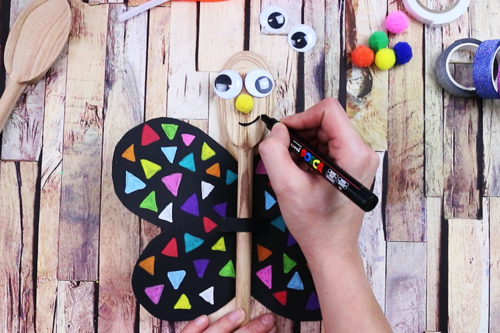 Butterfly Puppet with a Wooden Spoon